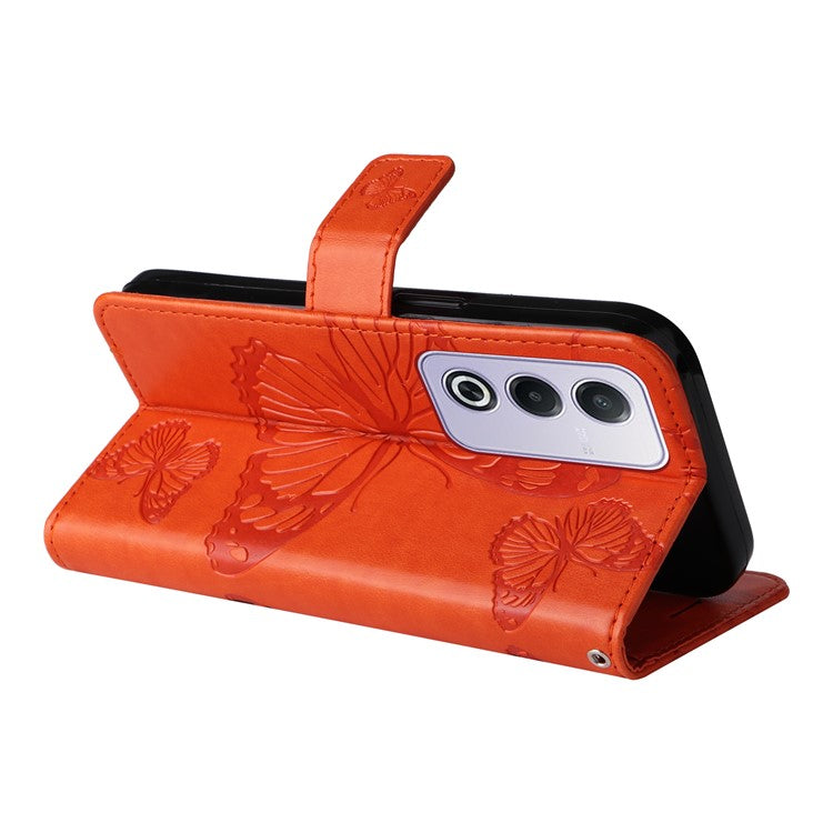 KT Imprinting Flower Series-2 For Oppo A3 Pro (Global) 5G Case Floral Butterfly Leather Wallet Phone Cover - Orange