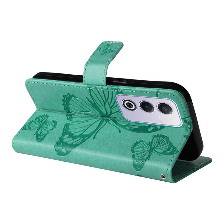 KT Imprinting Flower Series-2 For Oppo A3 Pro (Global) 5G Case Floral Butterfly Leather Wallet Phone Cover - Green