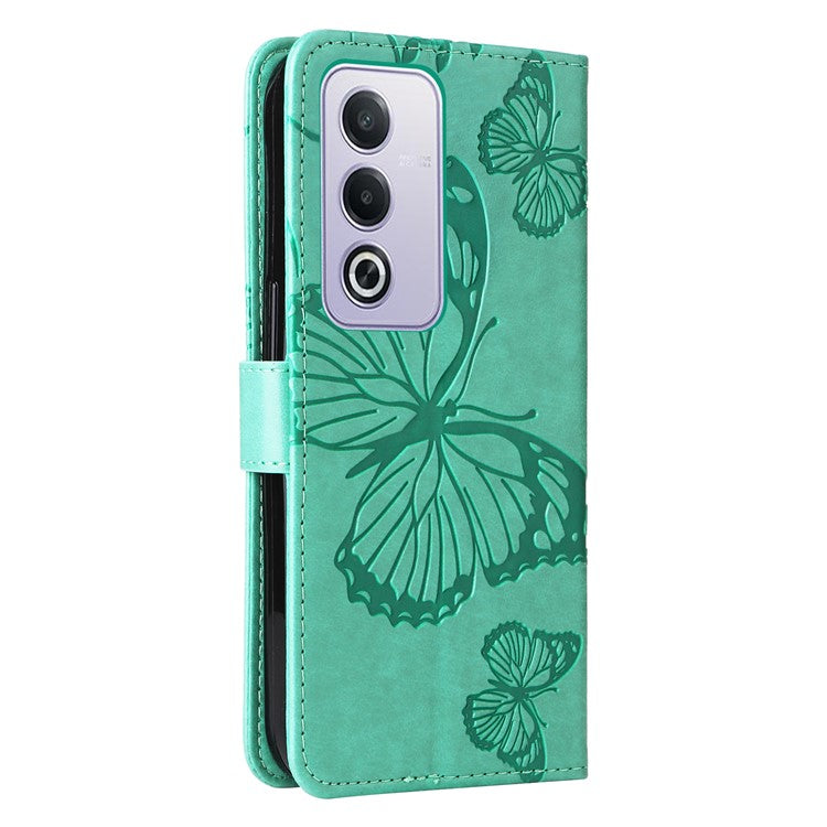 KT Imprinting Flower Series-2 For Oppo A3 Pro (Global) 5G Case Floral Butterfly Leather Wallet Phone Cover - Green