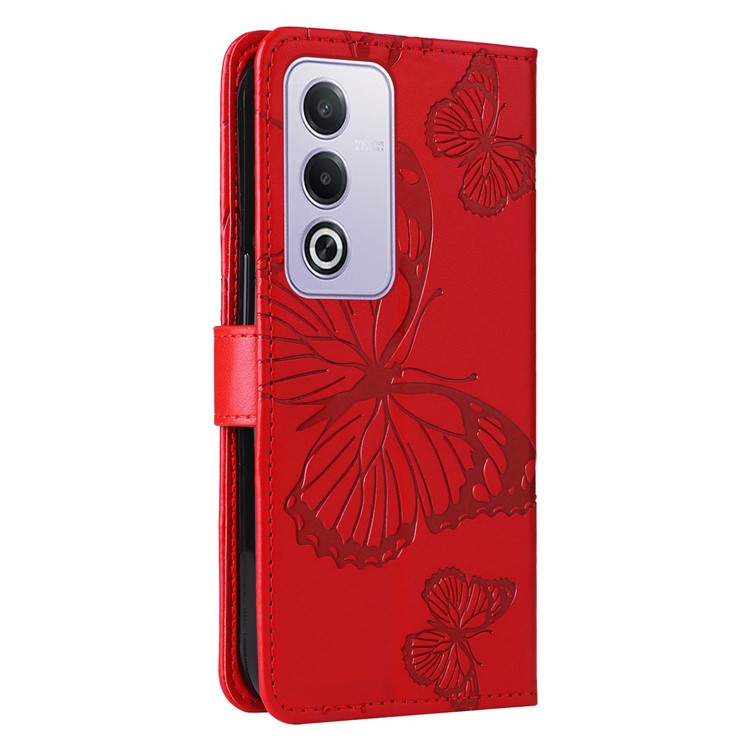 KT Imprinting Flower Series-2 For Oppo A3 Pro (Global) 5G Case Floral Butterfly Leather Wallet Phone Cover - Red