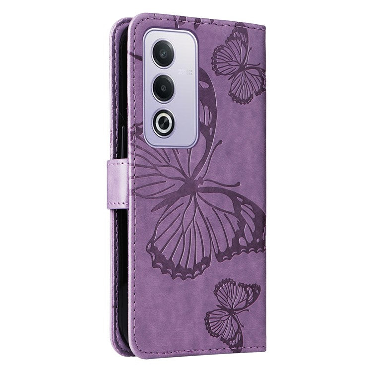 KT Imprinting Flower Series-2 For Oppo A3 Pro (Global) 5G Case Floral Butterfly Leather Wallet Phone Cover - Light Purple