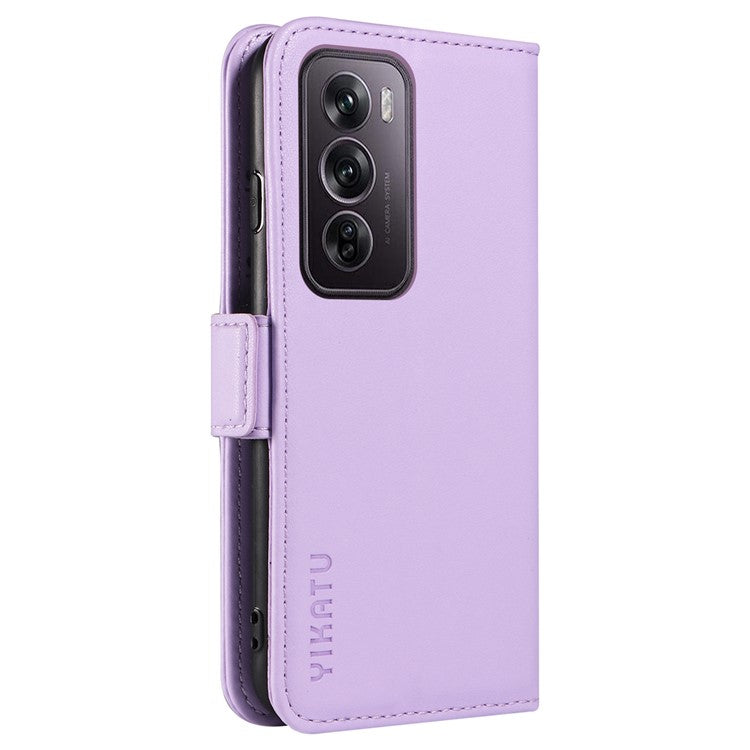 YIKATU YK-003 For Oppo Reno12 Pro 5G (Global) / (China) Case Wallet Stand Leather Phone Cover Side Buckle - Light Purple