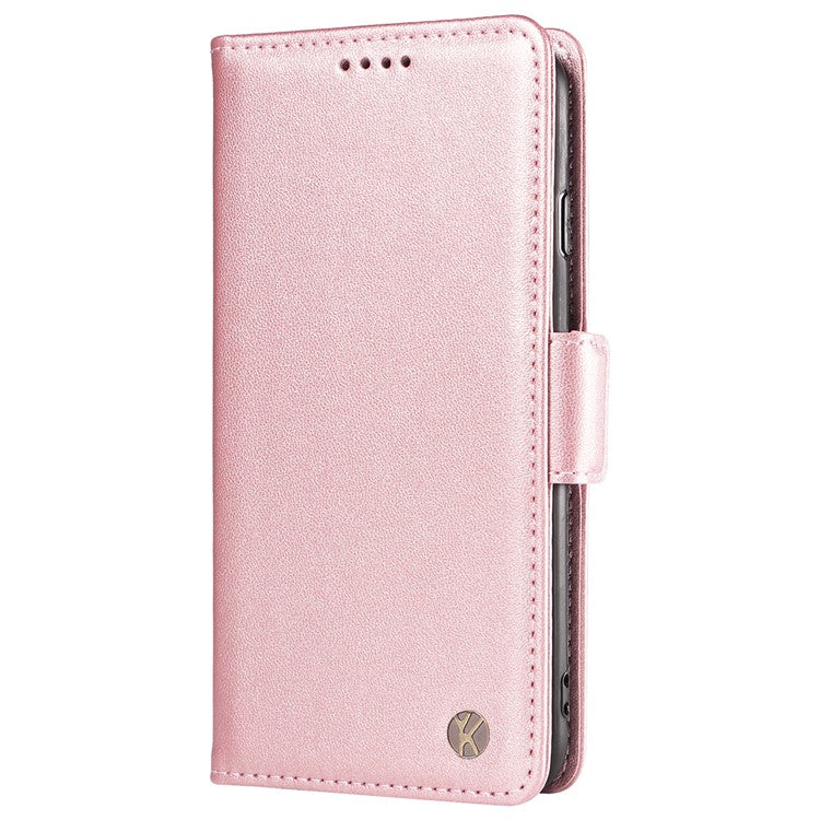 YIKATU YK-003 For Oppo Reno12 5G (Global) Case Wallet Stand Leather Phone Cover Side Buckle - Rose Gold