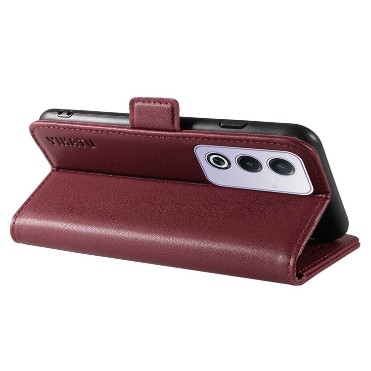 YIKATU YK-003 For Oppo A3 Pro (Global) 5G Case Wallet Stand Leather Phone Cover Side Buckle - Wine Red