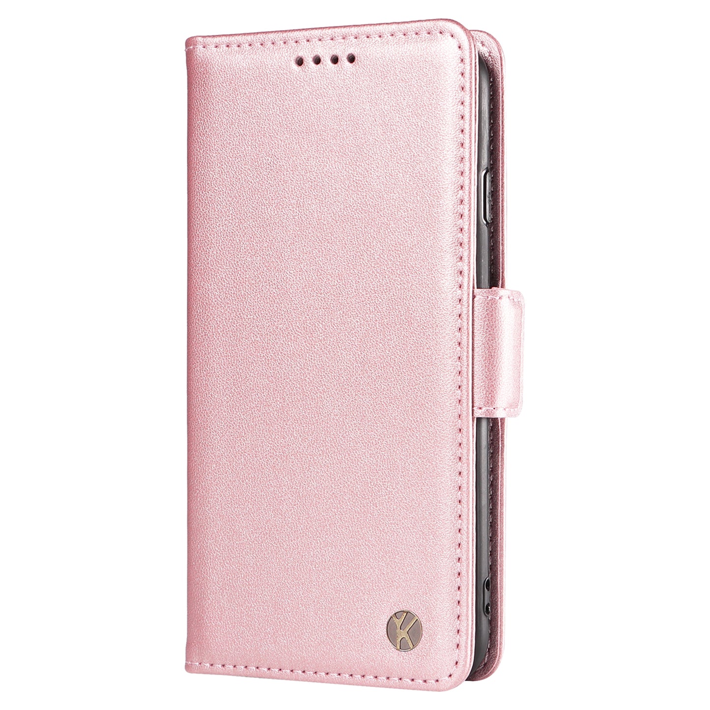 YIKATU YK-003 For Samsung Galaxy A06 Case Wallet Stand Leather Phone Cover Side Buckle - Rose Gold