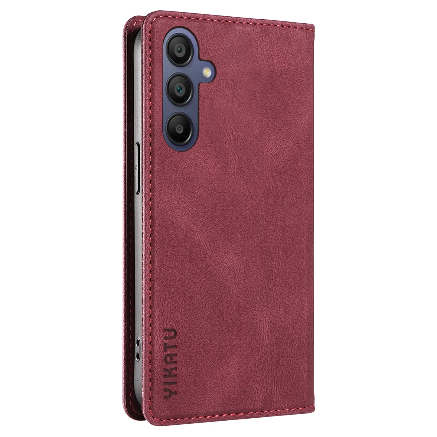 YIKATU YK-004 For Samsung Galaxy A16 5G / A16 4G Case Leather Skin-Touch Phone Cover Magnetic Auto-Absorbed - Wine Red