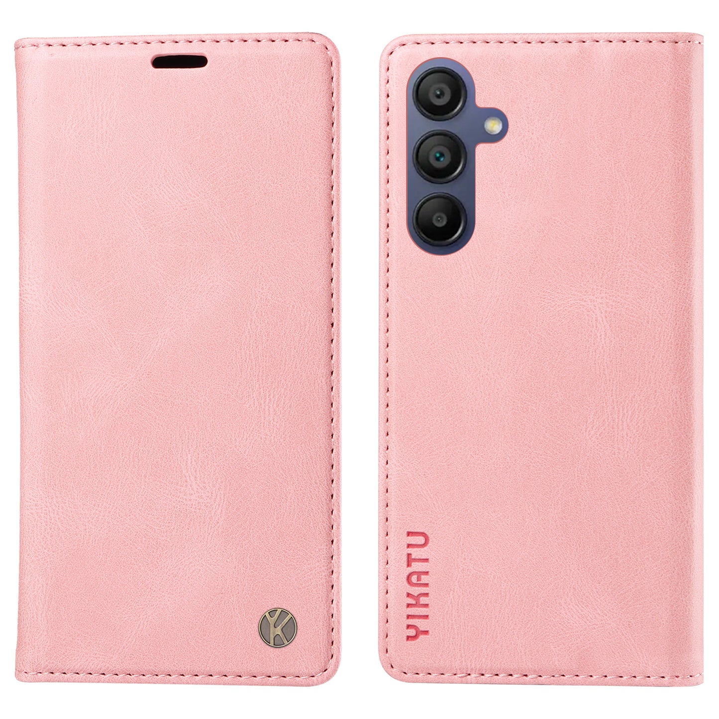 YIKATU YK-004 For Samsung Galaxy A16 5G / A16 4G Case Leather Skin-Touch Phone Cover Magnetic Auto-Absorbed - Pink