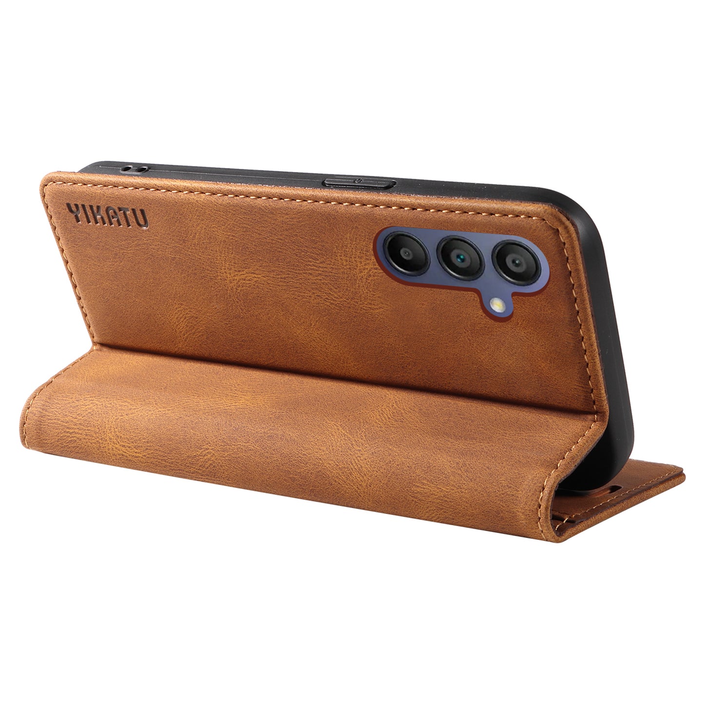 YIKATU YK-004 For Samsung Galaxy A16 5G / A16 4G Case Leather Skin-Touch Phone Cover Magnetic Auto-Absorbed - Brown