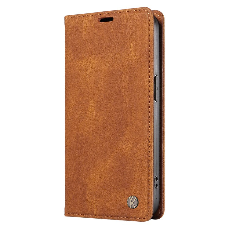 YIKATU YK-004 For Oppo A3 Pro (Global) 5G Case Leather Skin-Touch Phone Cover Magnetic Auto-Absorbed - Brown