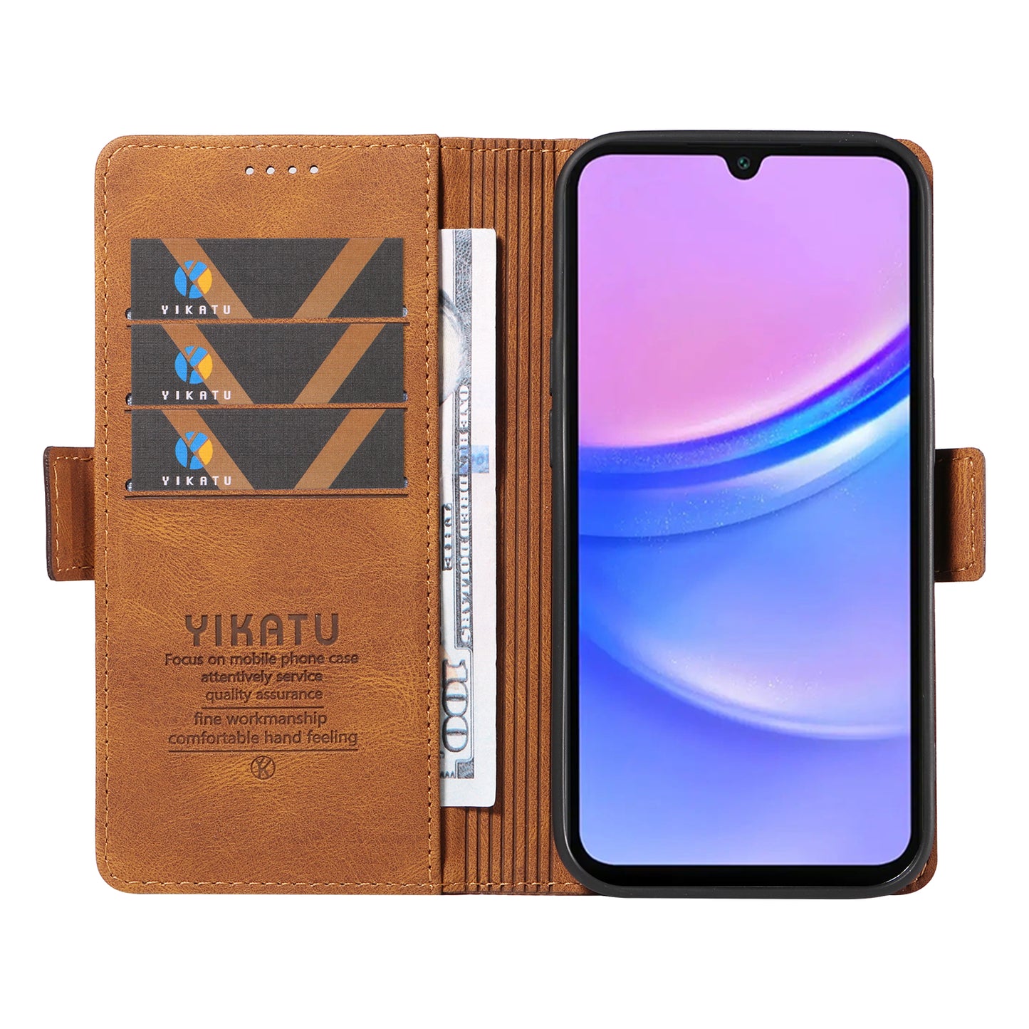 YIKATU YK-005 For Samsung Galaxy A16 5G / A16 4G Case PU Leather Wallet Phone Cover Skin Touch Feeling - Brown