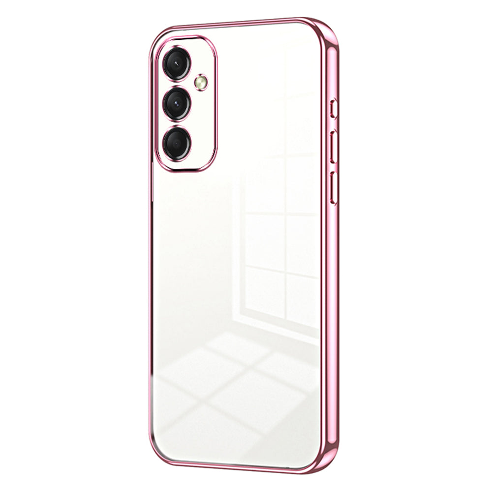 For Samsung Galaxy A16 5G / A16 4G Case Electroplating Frame Soft TPU Phone Cover - Pink