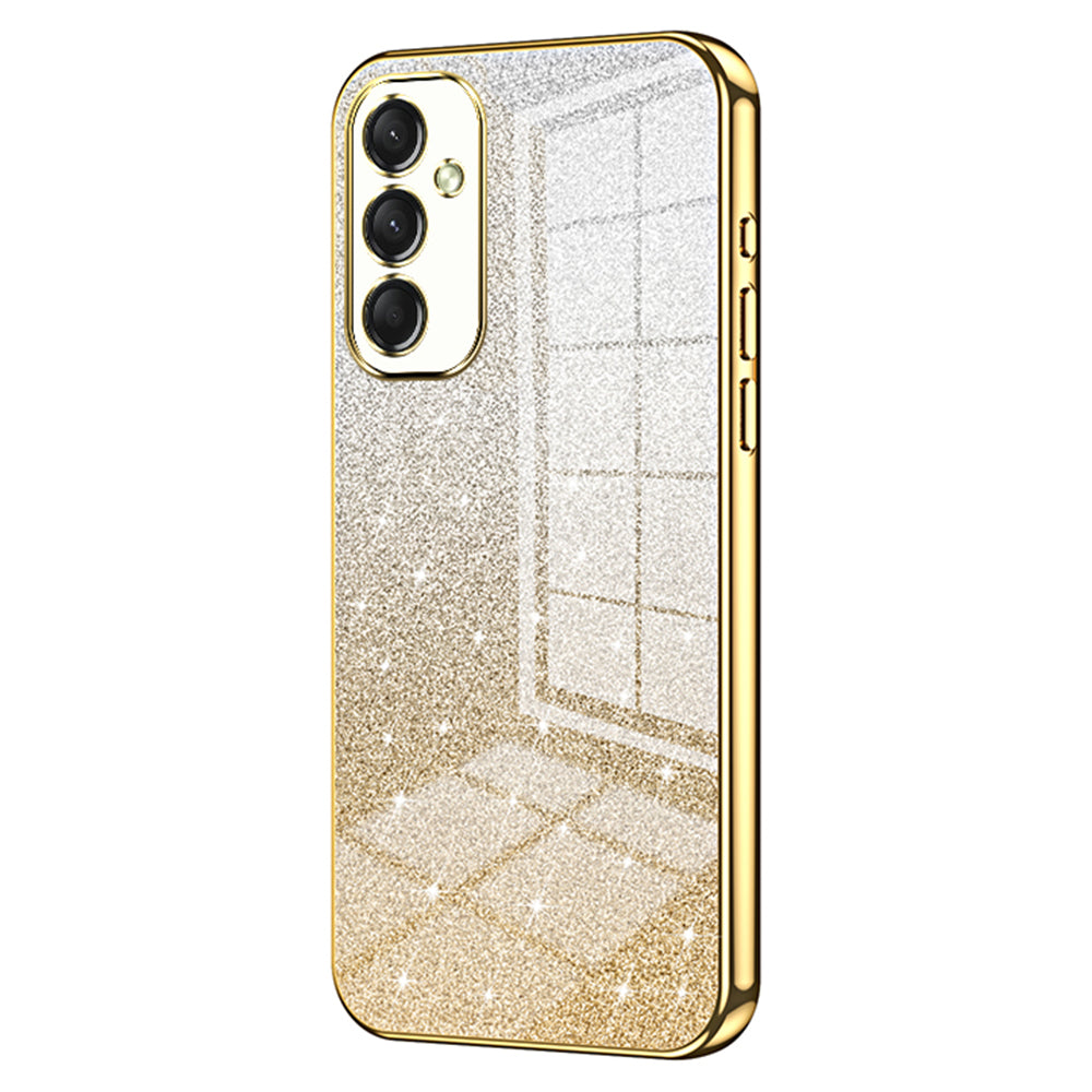 For Samsung Galaxy A16 5G / A16 4G Case Electroplating Gradient Glitter TPU Phone Cover - Gold