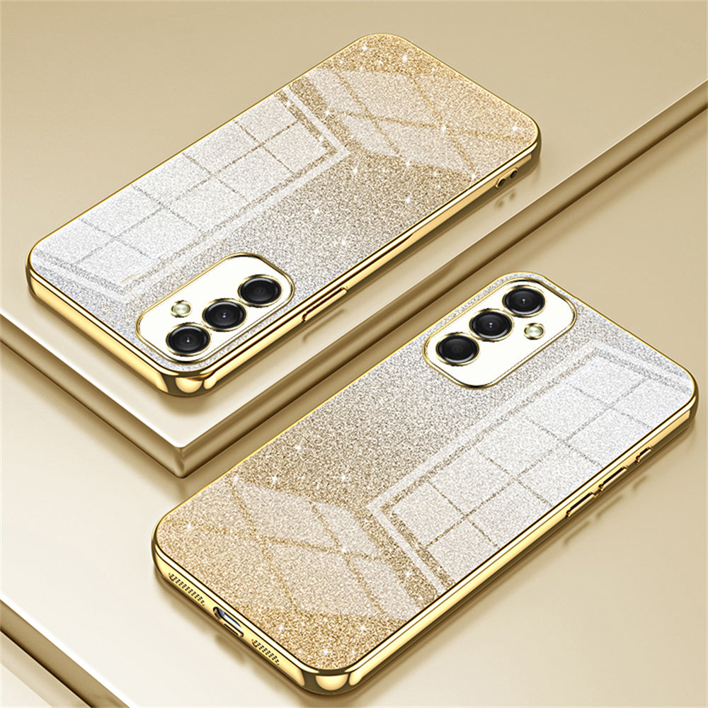 For Samsung Galaxy A16 5G / A16 4G Case Electroplating Gradient Glitter TPU Phone Cover - Gold