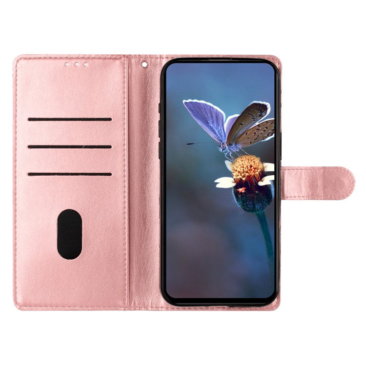 For OnePlus Nord 4 Case Butterfly Flower Drop-Proof PU Leather Wallet Phone Cover - Rose Gold