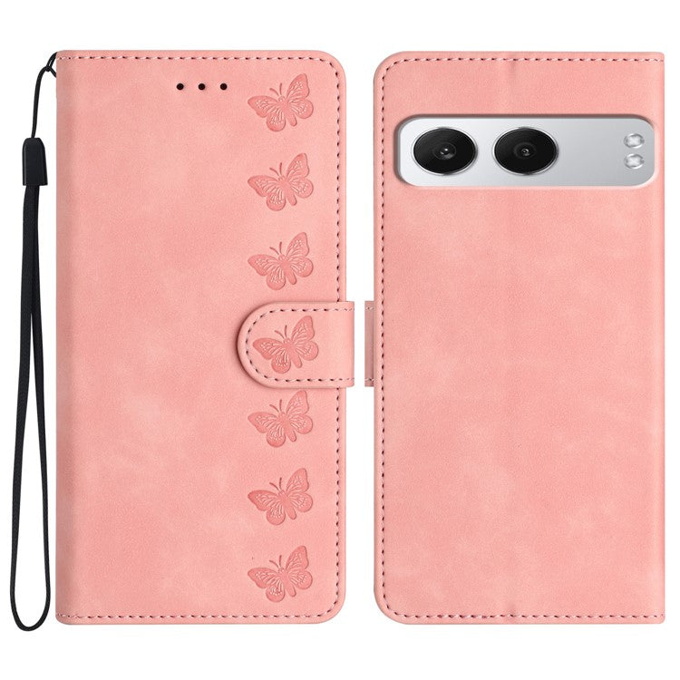 For OnePlus Nord 4 Case Imprinted Butterfly Leather Wallet Phone Cover - Pink