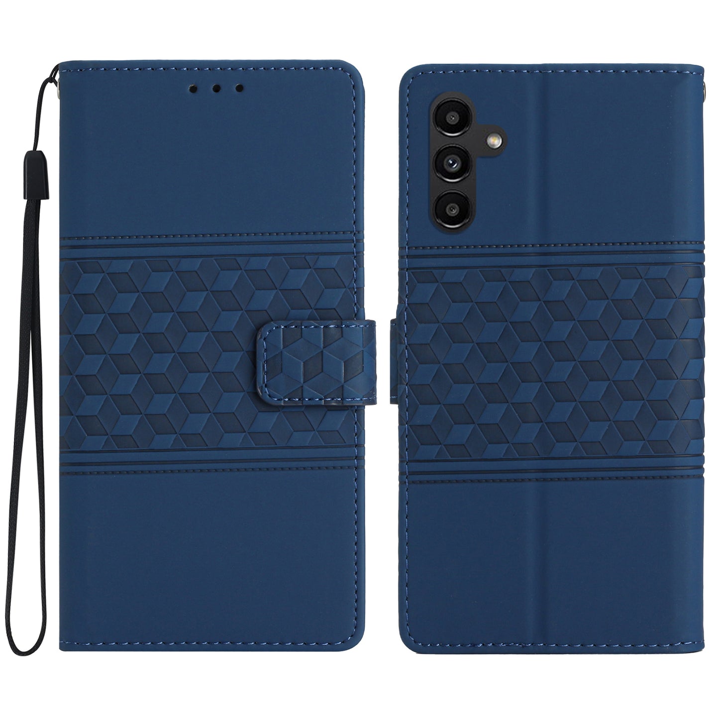 For Samsung Galaxy A16 5G / A16 4G Case Rhombus Leather Horizontal Flip Phone Cover - Blue