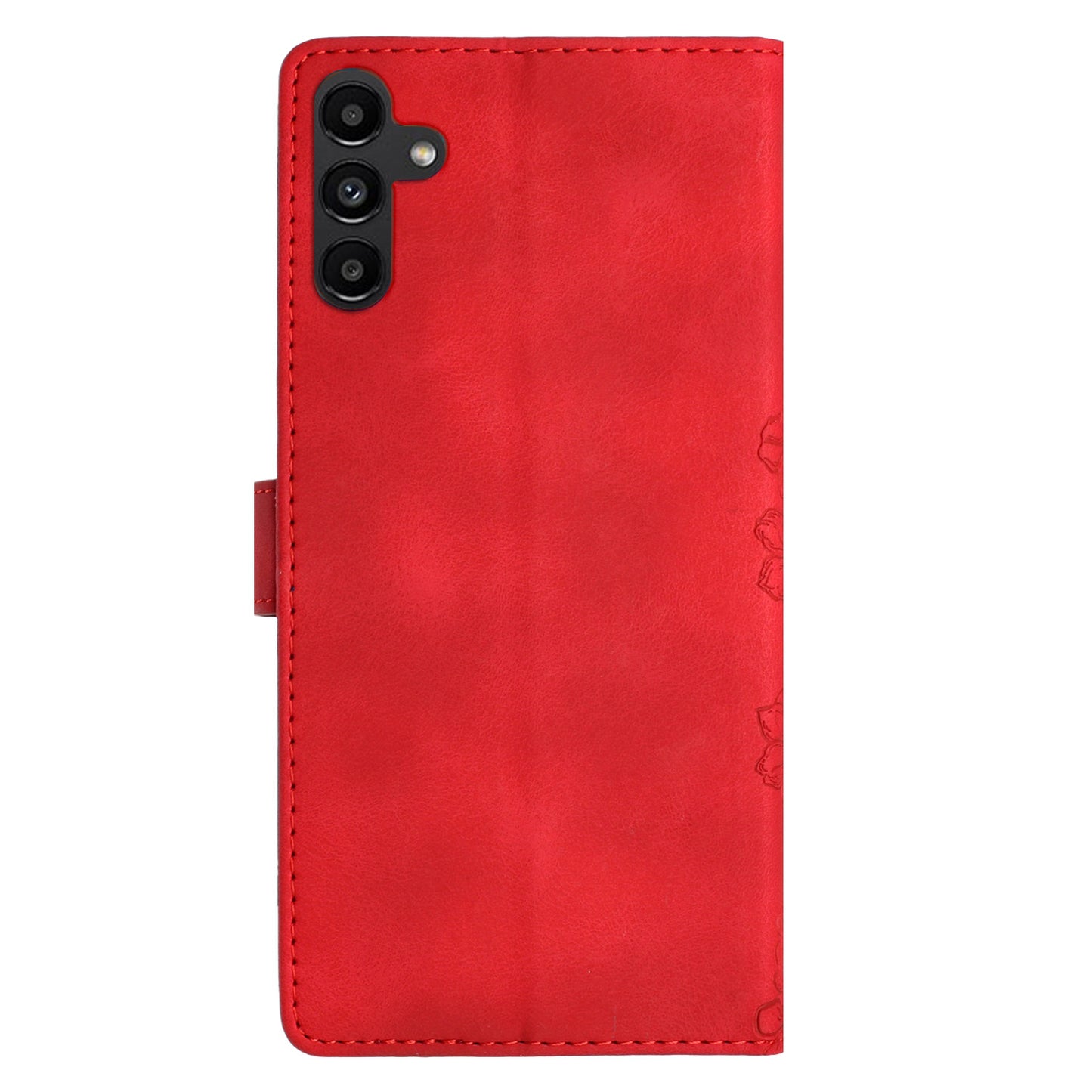 For Samsung Galaxy A16 5G / A16 4G Case Butterfly Flower Pattern Skin-Touch Leather Phone Cover - Red