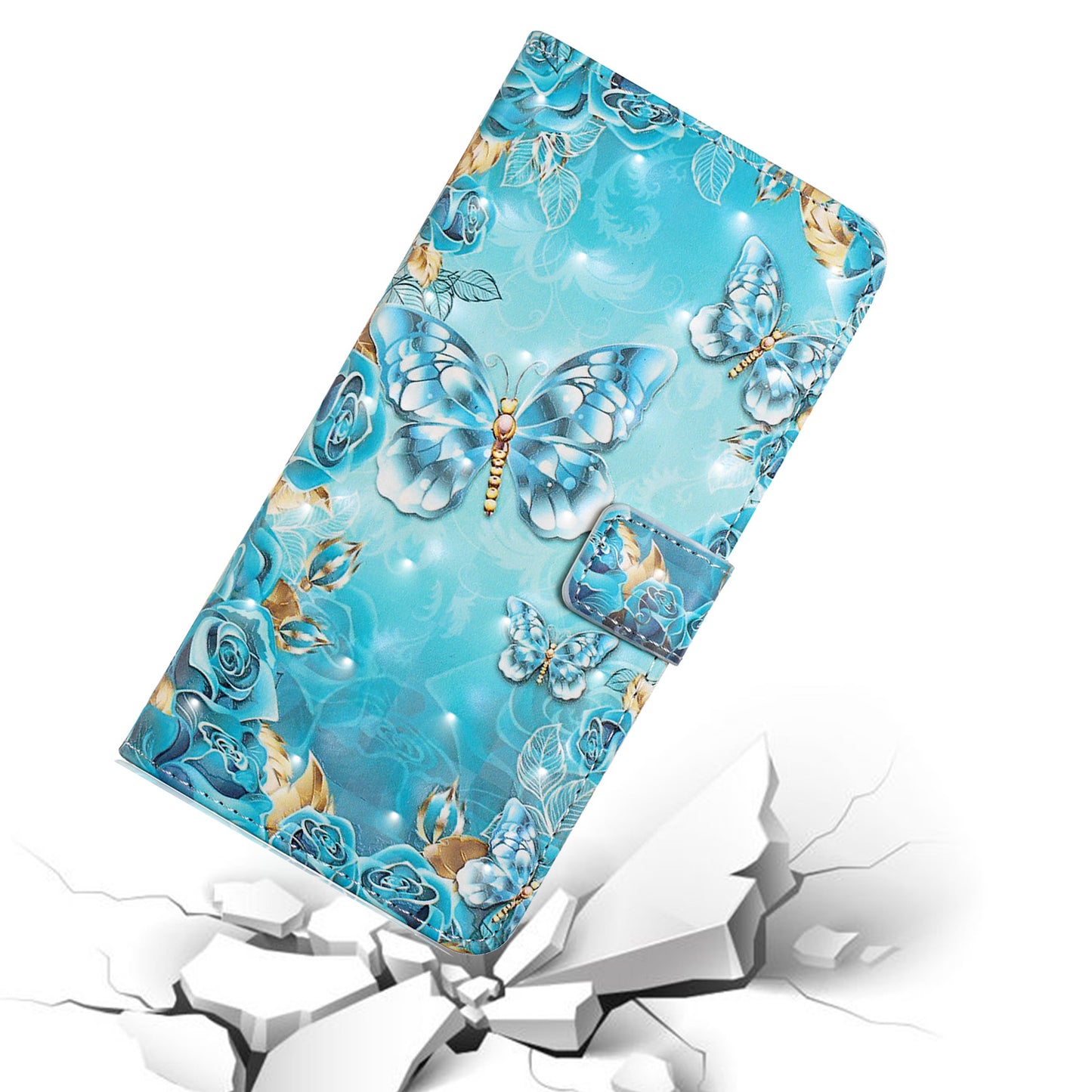 For Samsung Galaxy A16 5G / A16 4G Case 3D Creative Pattern PU Leather Stand Phone Cover - Blue Butterfly