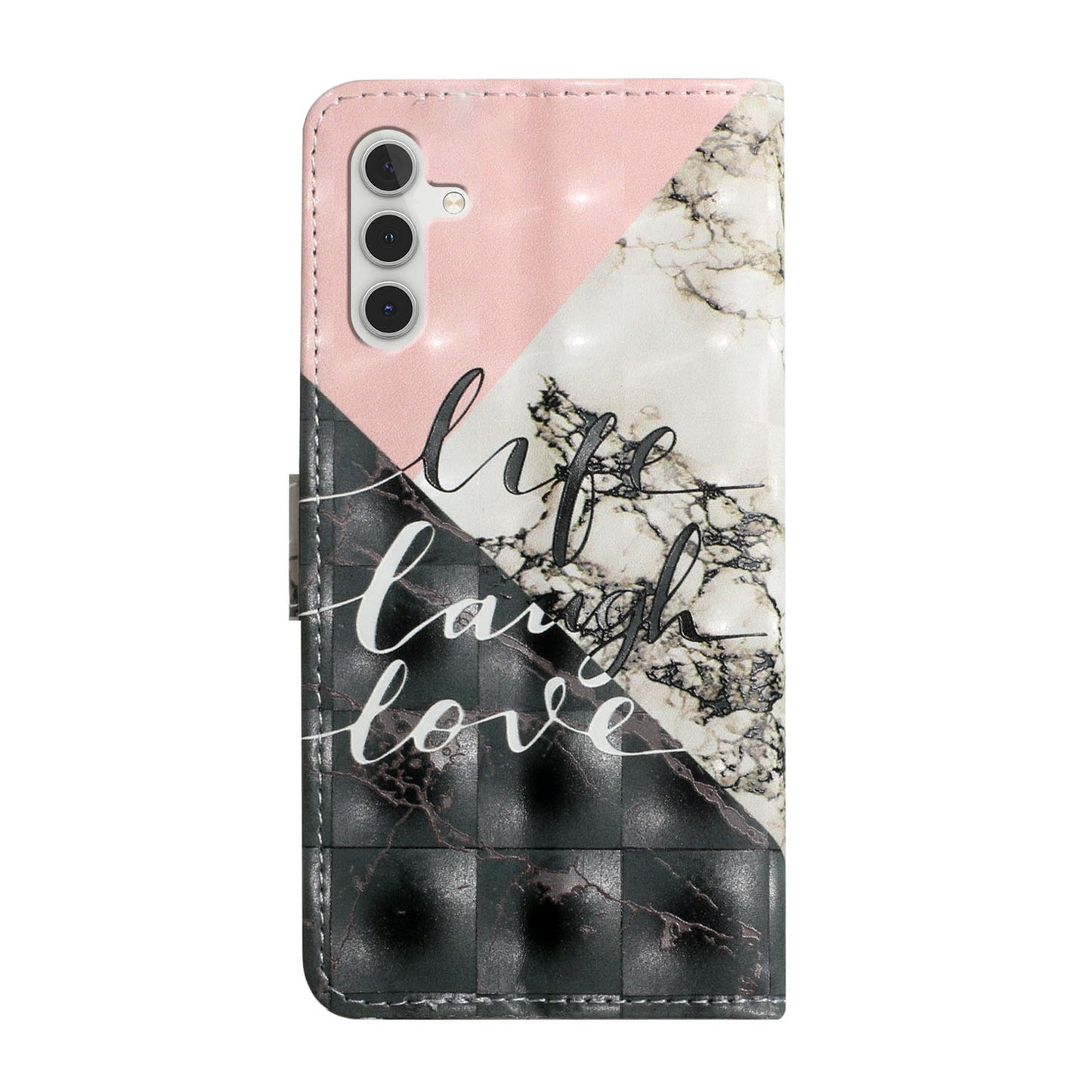 For Samsung Galaxy A16 5G / A16 4G Case 3D Creative Pattern PU Leather Stand Phone Cover - Tri-Color Marble