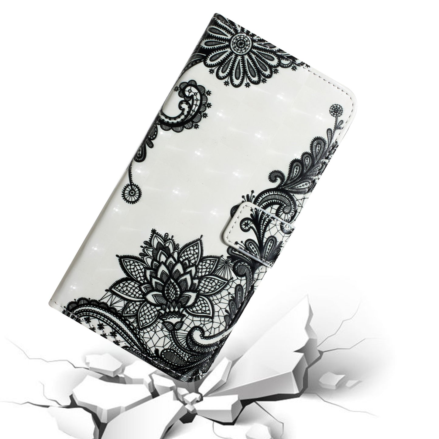 For Samsung Galaxy A16 5G / A16 4G Case 3D Creative Pattern PU Leather Stand Phone Cover - Lace Flower