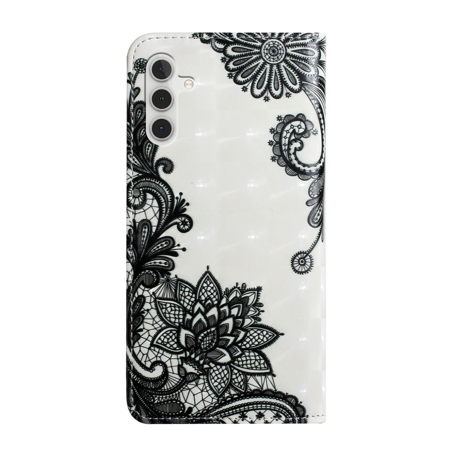 For Samsung Galaxy A16 5G / A16 4G Case 3D Creative Pattern PU Leather Stand Phone Cover - Lace Flower