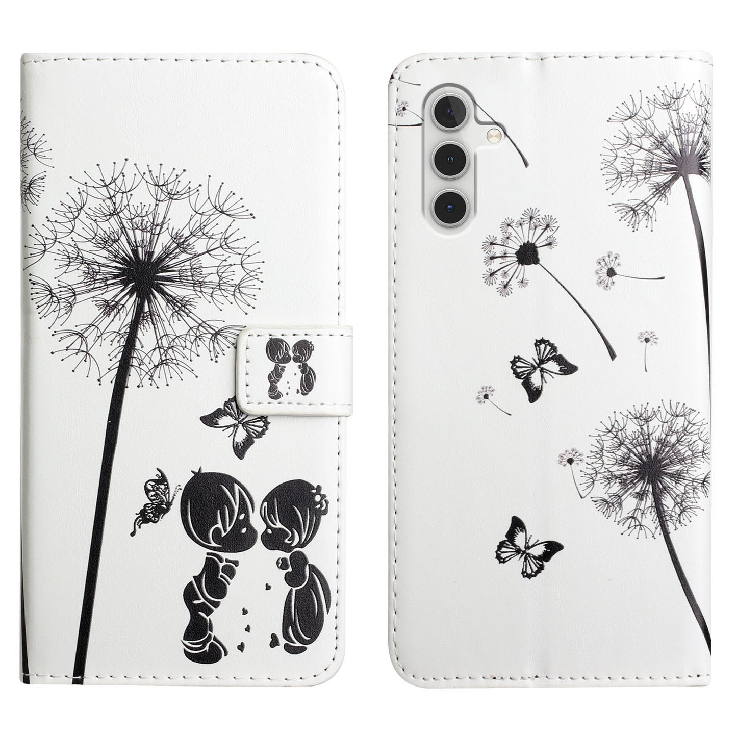 For Samsung Galaxy A16 5G / A16 4G Case 3D Creative Pattern PU Leather Stand Phone Cover - Kids and Dandelion