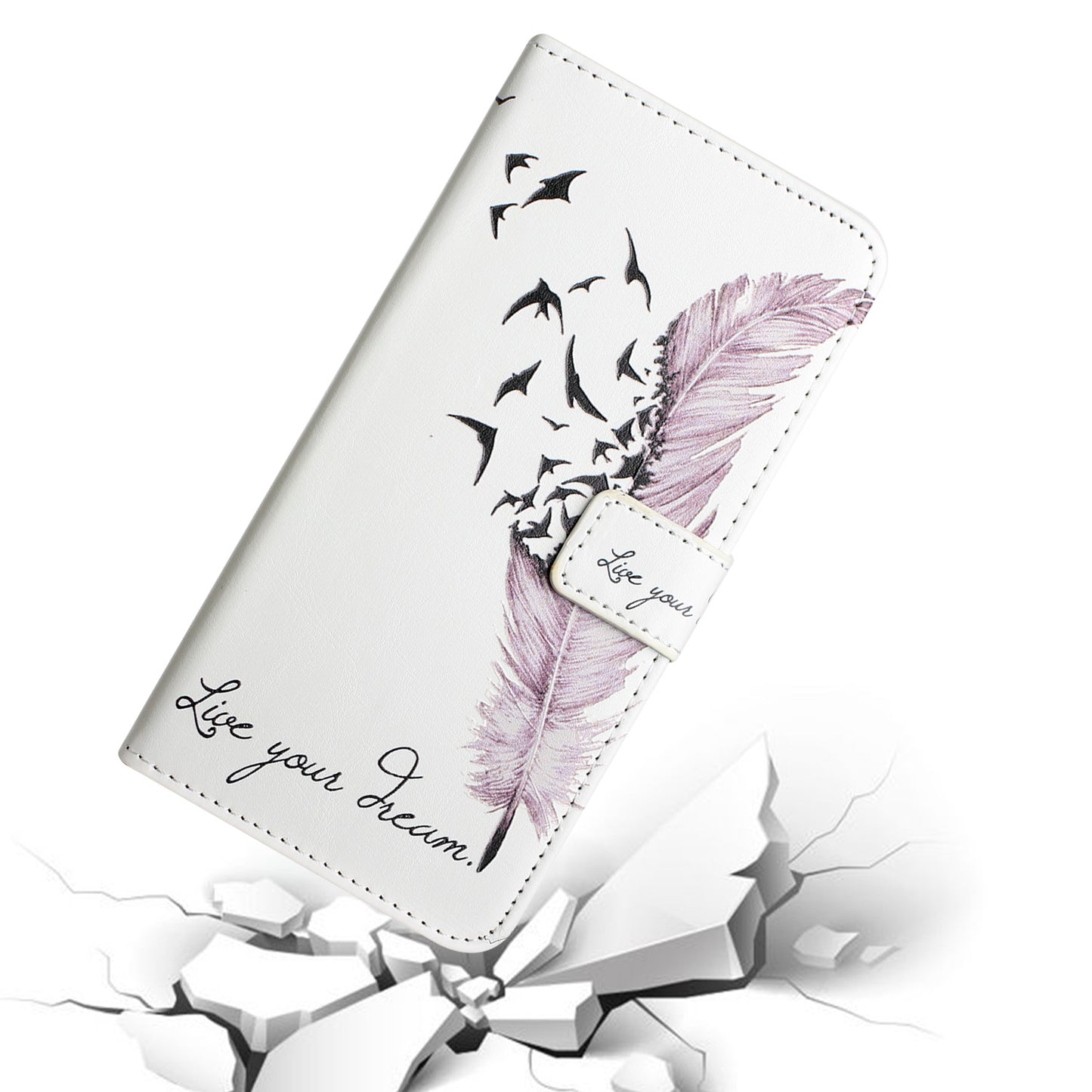 For Samsung Galaxy A16 5G / A16 4G Case 3D Creative Pattern PU Leather Stand Phone Cover - Feather