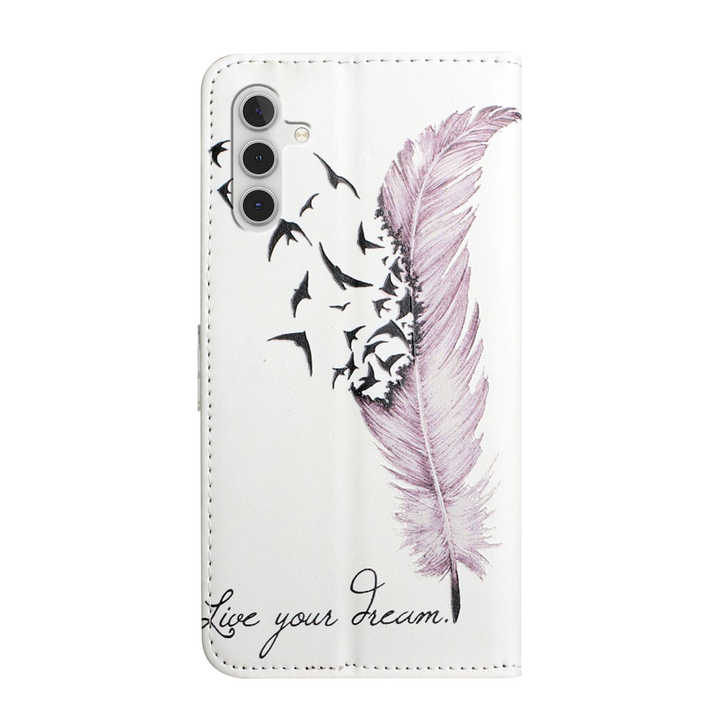 For Samsung Galaxy A16 5G / A16 4G Case 3D Creative Pattern PU Leather Stand Phone Cover - Feather
