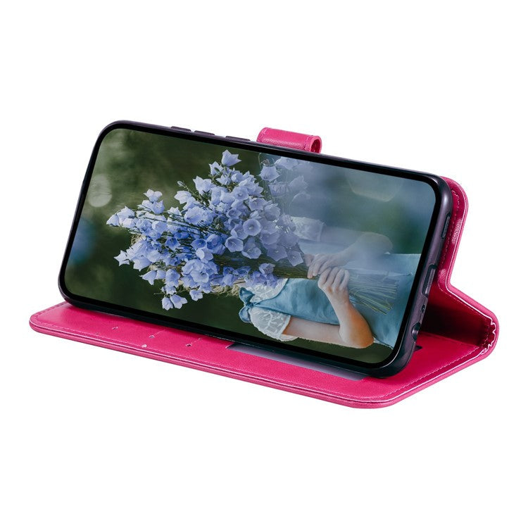 For Samsung Galaxy A04 4G (164.4 x 76.3 x 9.1 mm) Mandala Flower Pattern Imprinted Stand Case Shockproof PU Leather Wallet Phone Cover - Rose