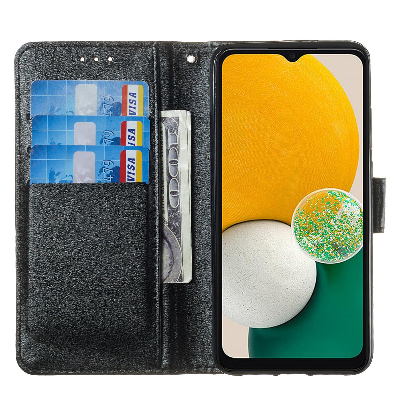 For Samsung Galaxy A16 5G / A16 4G Case PU Leather Flip Phone Cover Wallet Card Slot Holder - Black