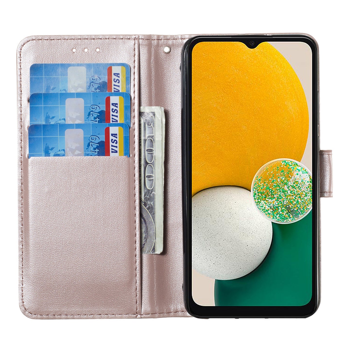 For Samsung Galaxy A16 5G / A16 4G Case PU Leather Flip Phone Cover Wallet Card Slot Holder - Rose Gold