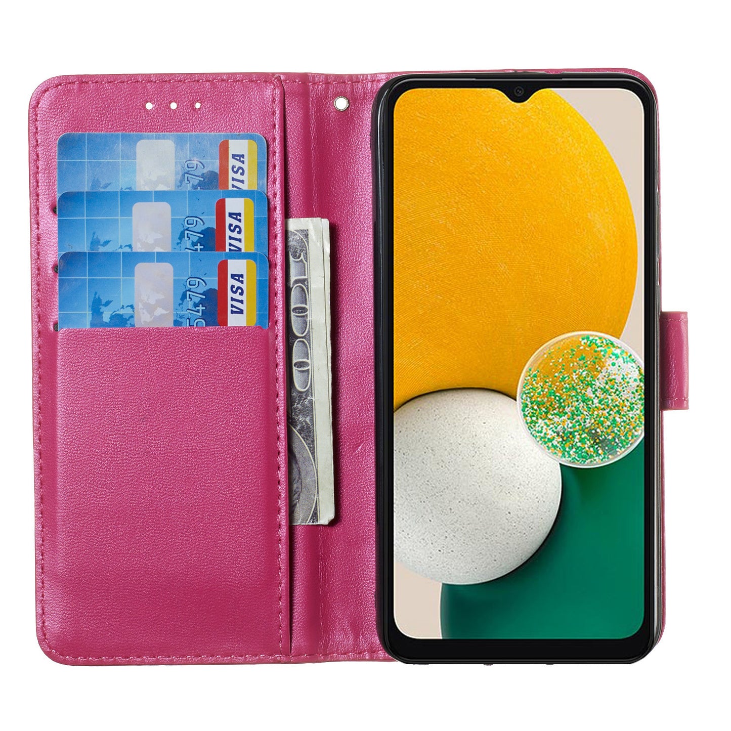 For Samsung Galaxy A16 5G / A16 4G Case PU Leather Flip Phone Cover Wallet Card Slot Holder - Rose