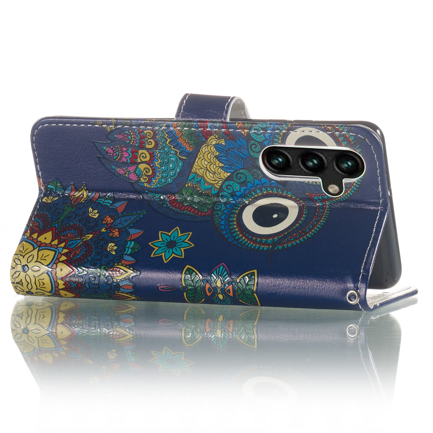 For Samsung Galaxy A16 5G / A16 4G Case Pattern Leather Wallet Phone Cover with Card Holder - Blue Owl