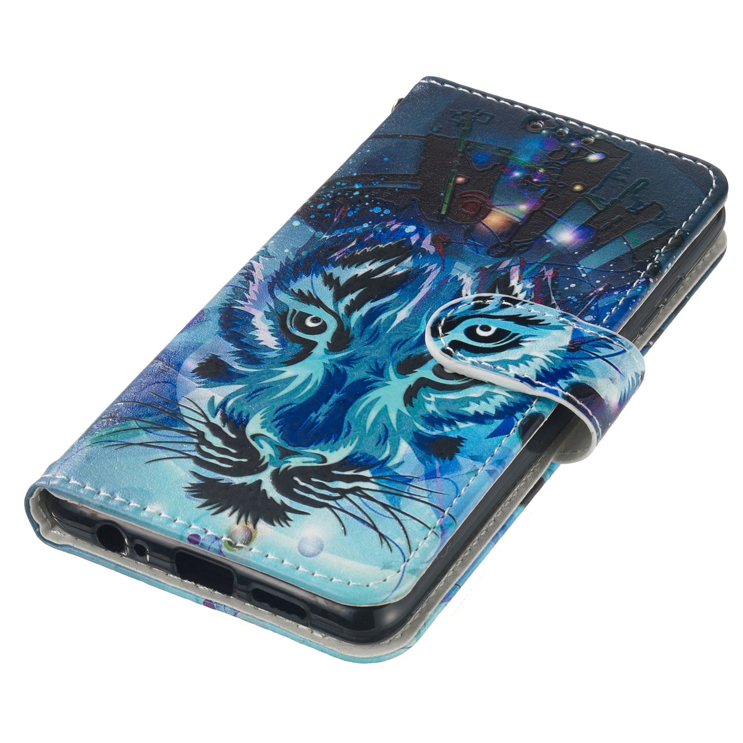 For Samsung Galaxy A16 5G / A16 4G Case Pattern Leather Wallet Phone Cover with Card Holder - Wolf