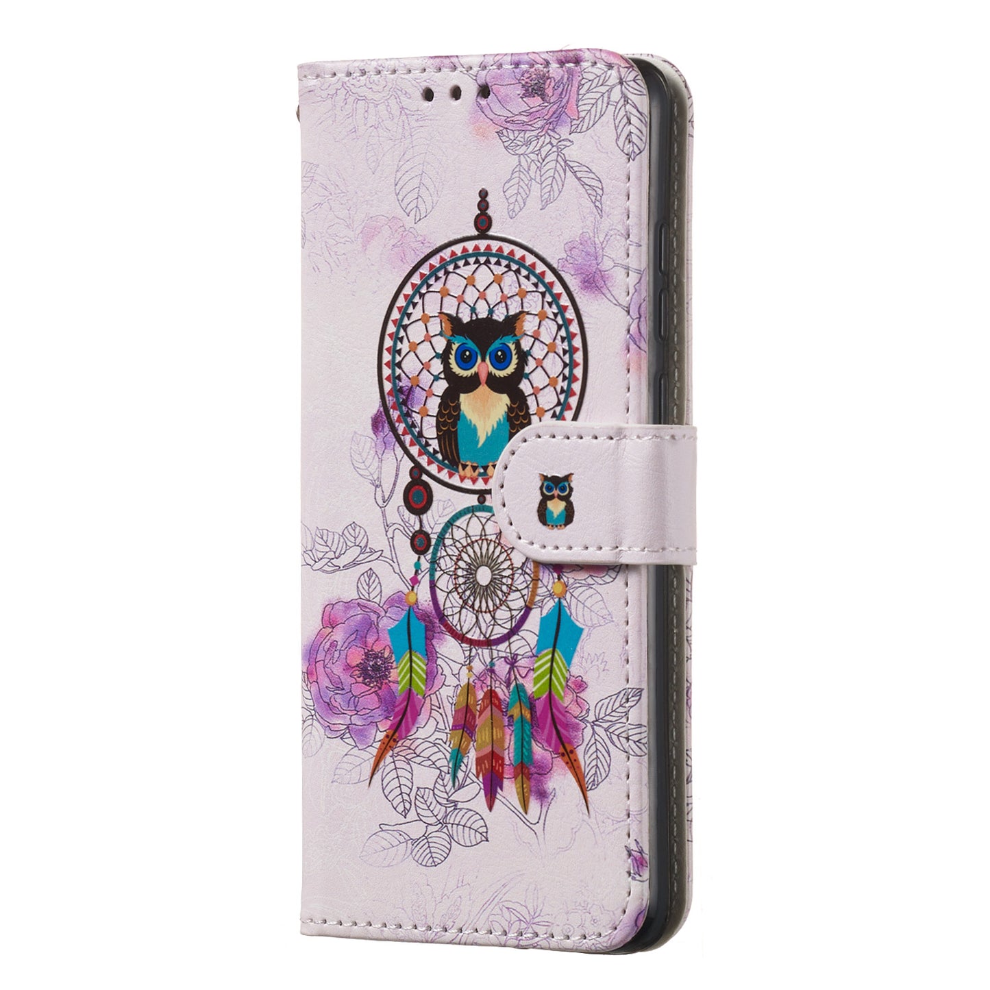 For Samsung Galaxy A16 5G / A16 4G Case Pattern Leather Wallet Phone Cover with Card Holder - Wind Chime Owl