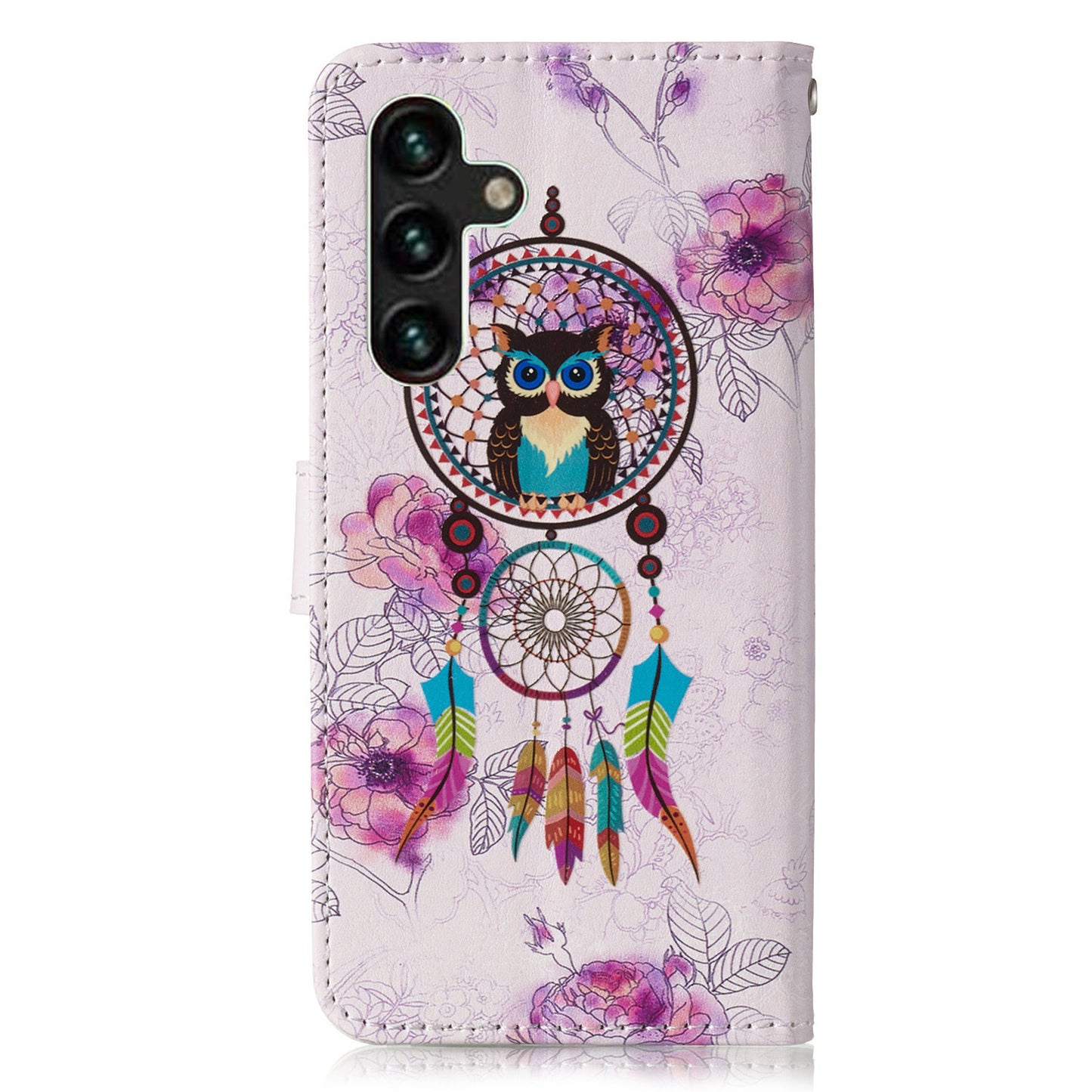 For Samsung Galaxy A16 5G / A16 4G Case Pattern Leather Wallet Phone Cover with Card Holder - Wind Chime Owl