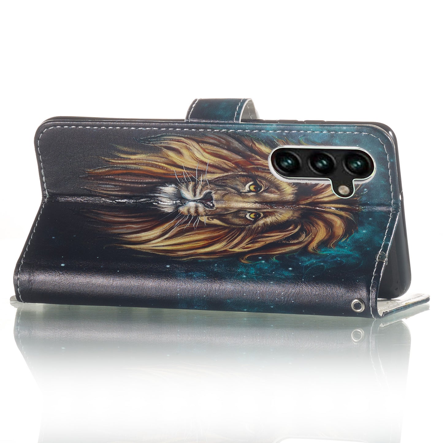 For Samsung Galaxy A16 5G / A16 4G Case Pattern Leather Wallet Phone Cover with Card Holder - Lion