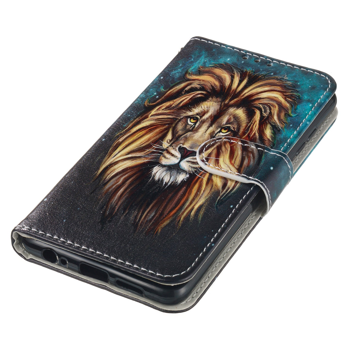 For Samsung Galaxy A16 5G / A16 4G Case Pattern Leather Wallet Phone Cover with Card Holder - Lion