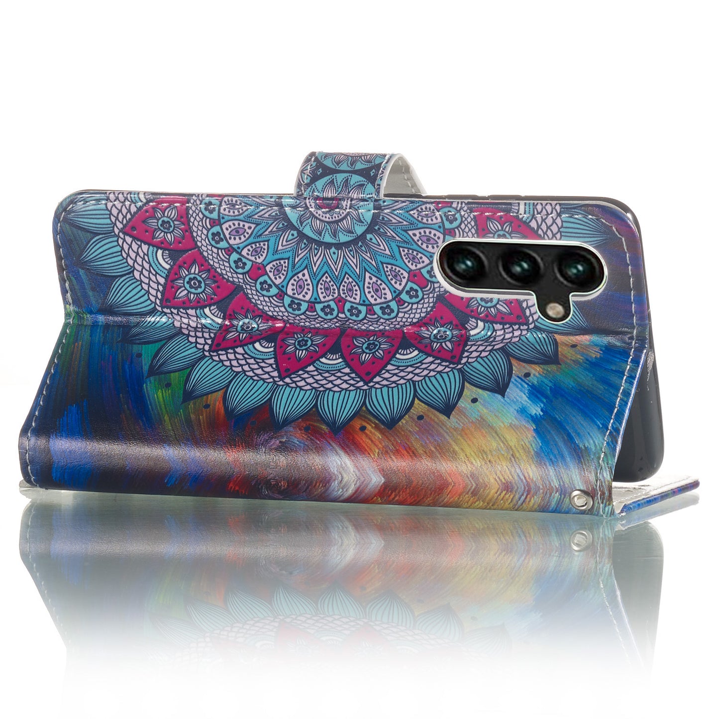 For Samsung Galaxy A16 5G / A16 4G Case Pattern Leather Wallet Phone Cover with Card Holder - Mandala Flower