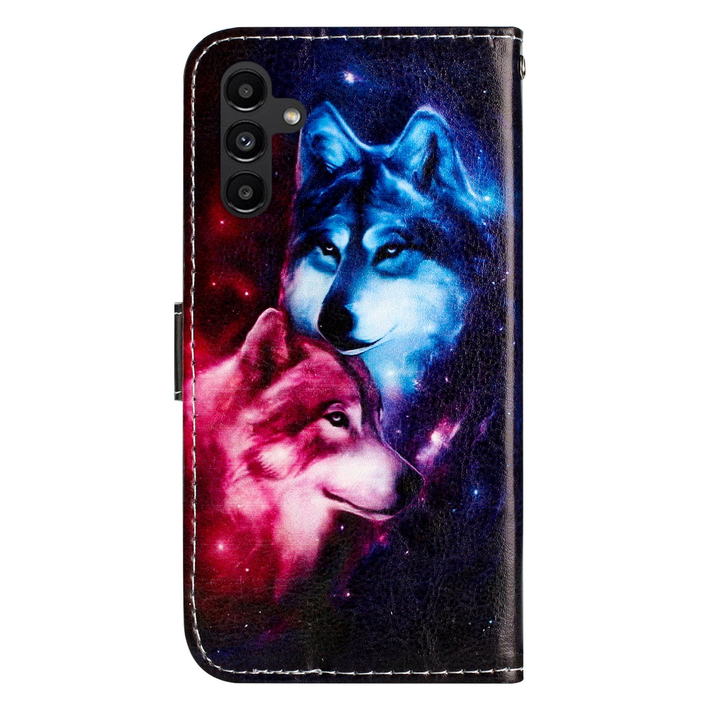 For Samsung Galaxy A16 5G / A16 4G Wallet Case Printed Pattern Design Leather Phone Cover - Couple Wolf
