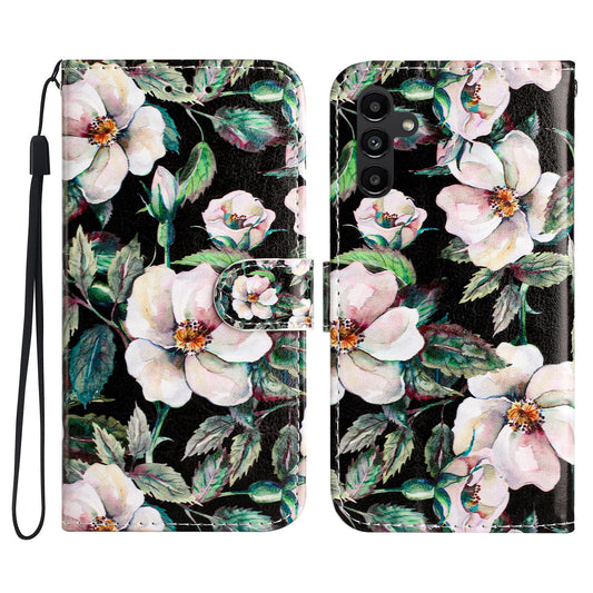 For Samsung Galaxy A16 5G / A16 4G Wallet Case Printed Pattern Design Leather Phone Cover - Magnolia