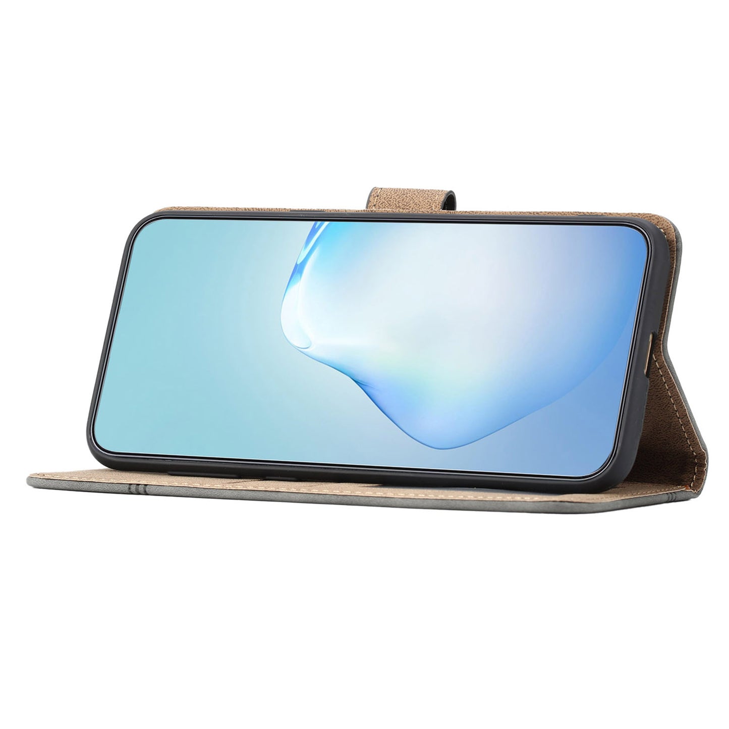 For Samsung Galaxy A16 5G / A16 4G Case Line Imprinted PU Leather Wallet Phone Cover - Blue