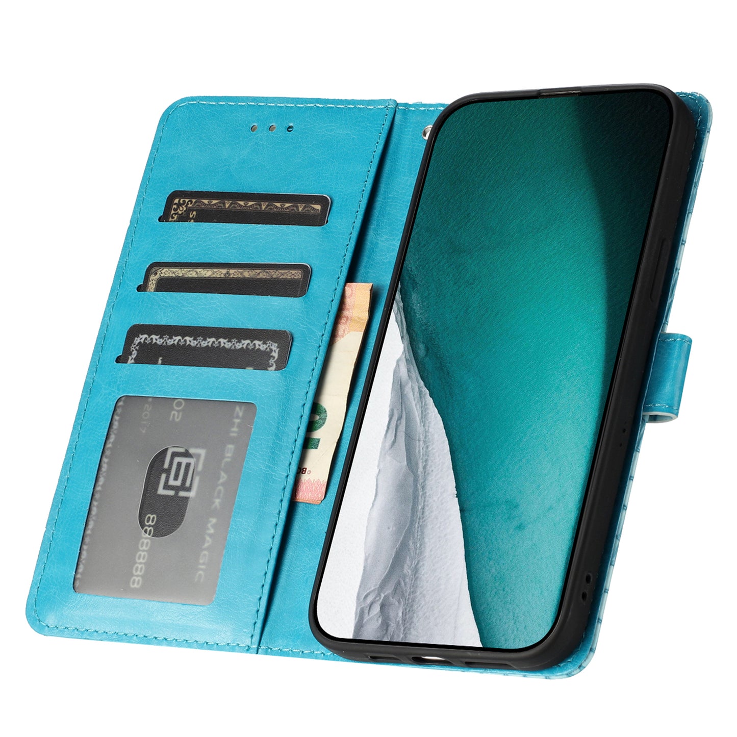 For Samsung Galaxy A16 5G / A16 4G Case Classic Crocodile Pattern PU Leather Phone Cover - Blue