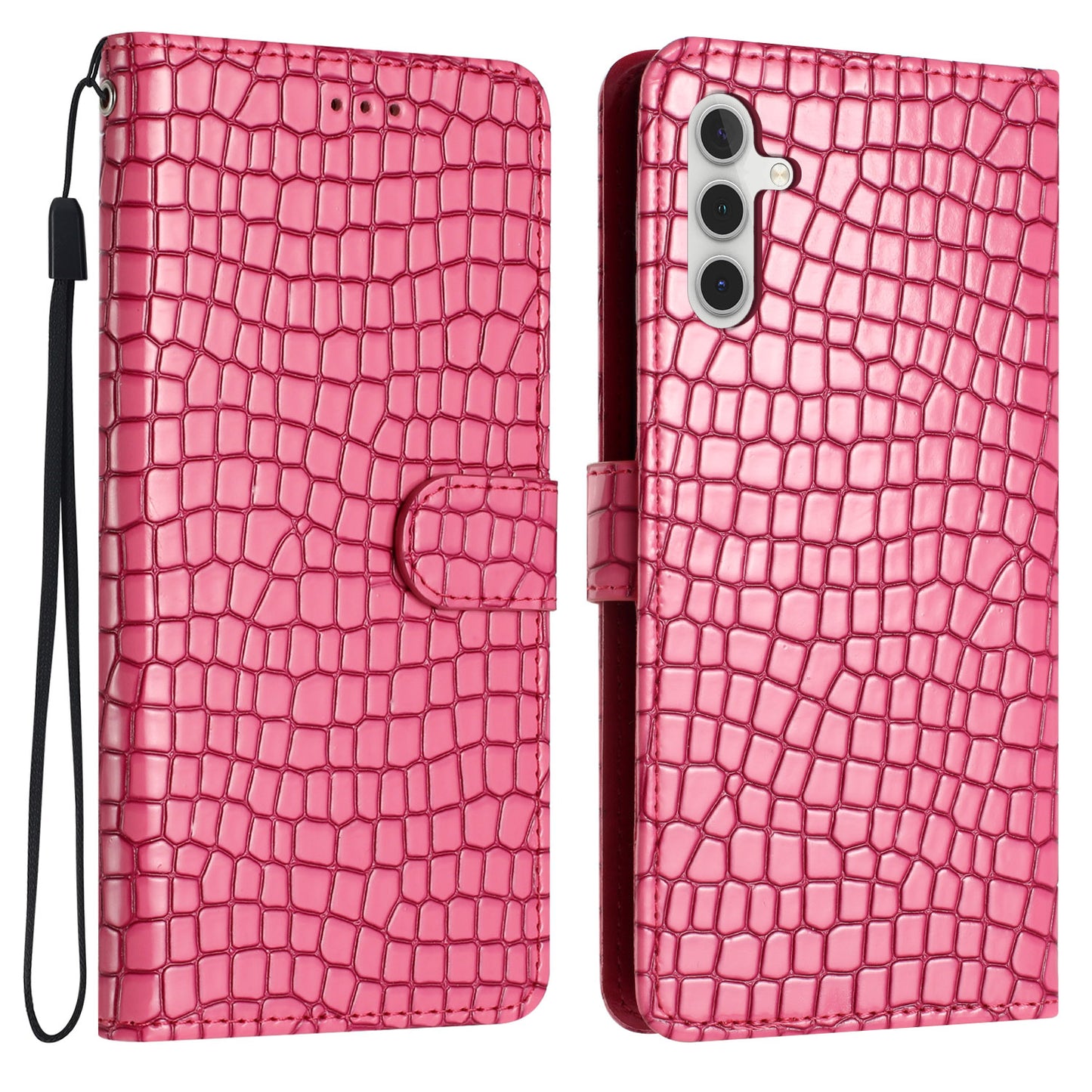 For Samsung Galaxy A16 5G / A16 4G Case Classic Crocodile Pattern PU Leather Phone Cover - Rose