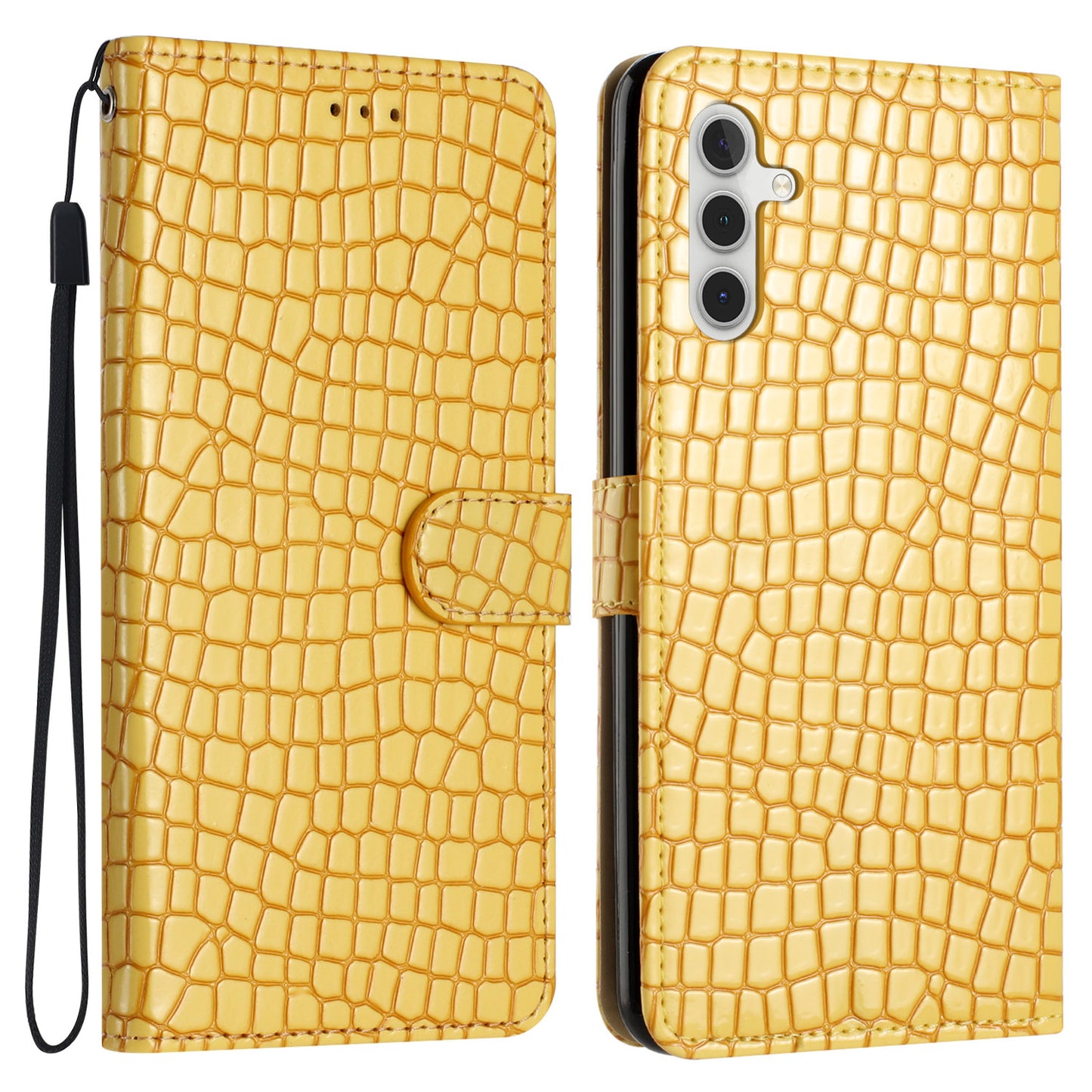 For Samsung Galaxy A16 5G / A16 4G Case Classic Crocodile Pattern PU Leather Phone Cover - Yellow