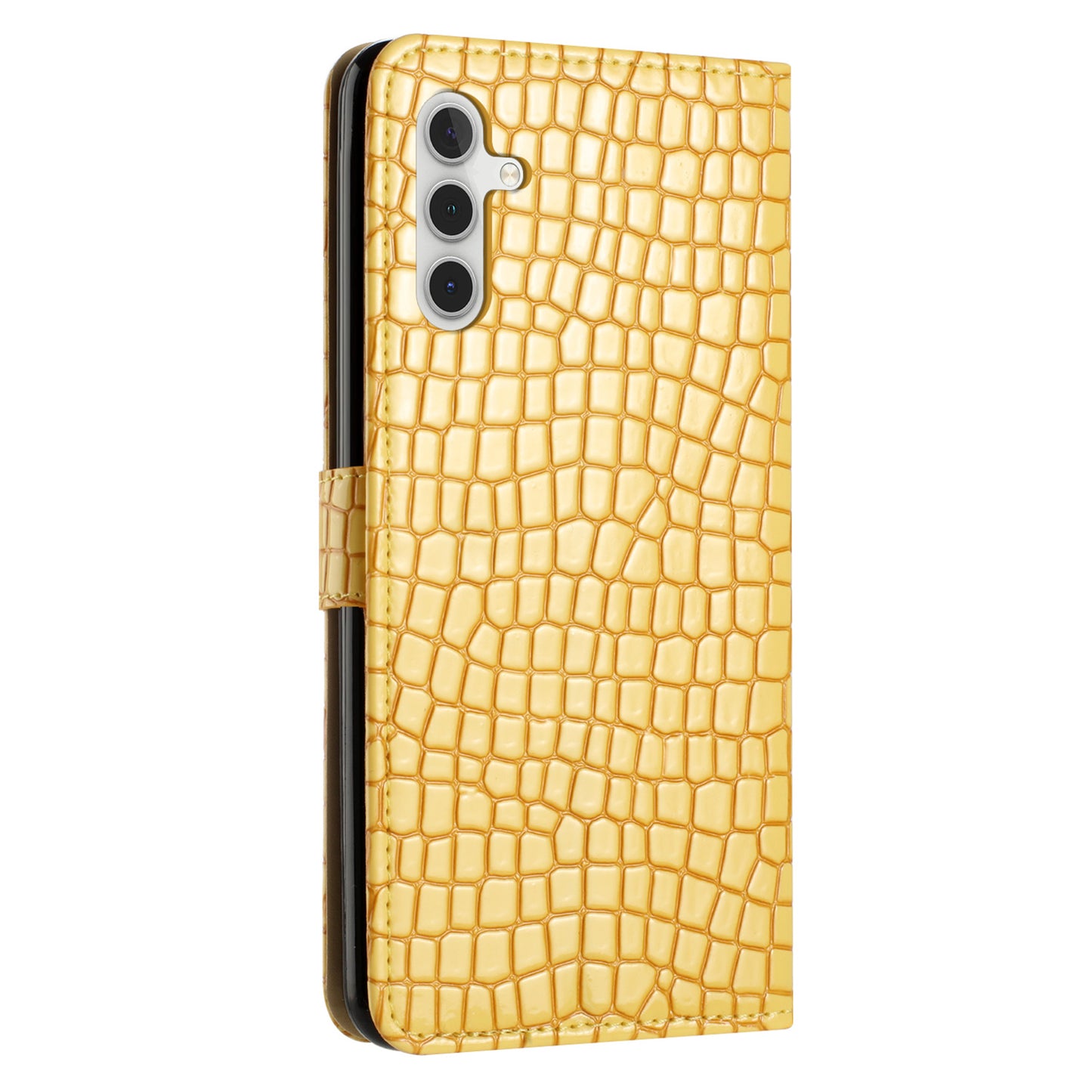 For Samsung Galaxy A16 5G / A16 4G Case Classic Crocodile Pattern PU Leather Phone Cover - Yellow