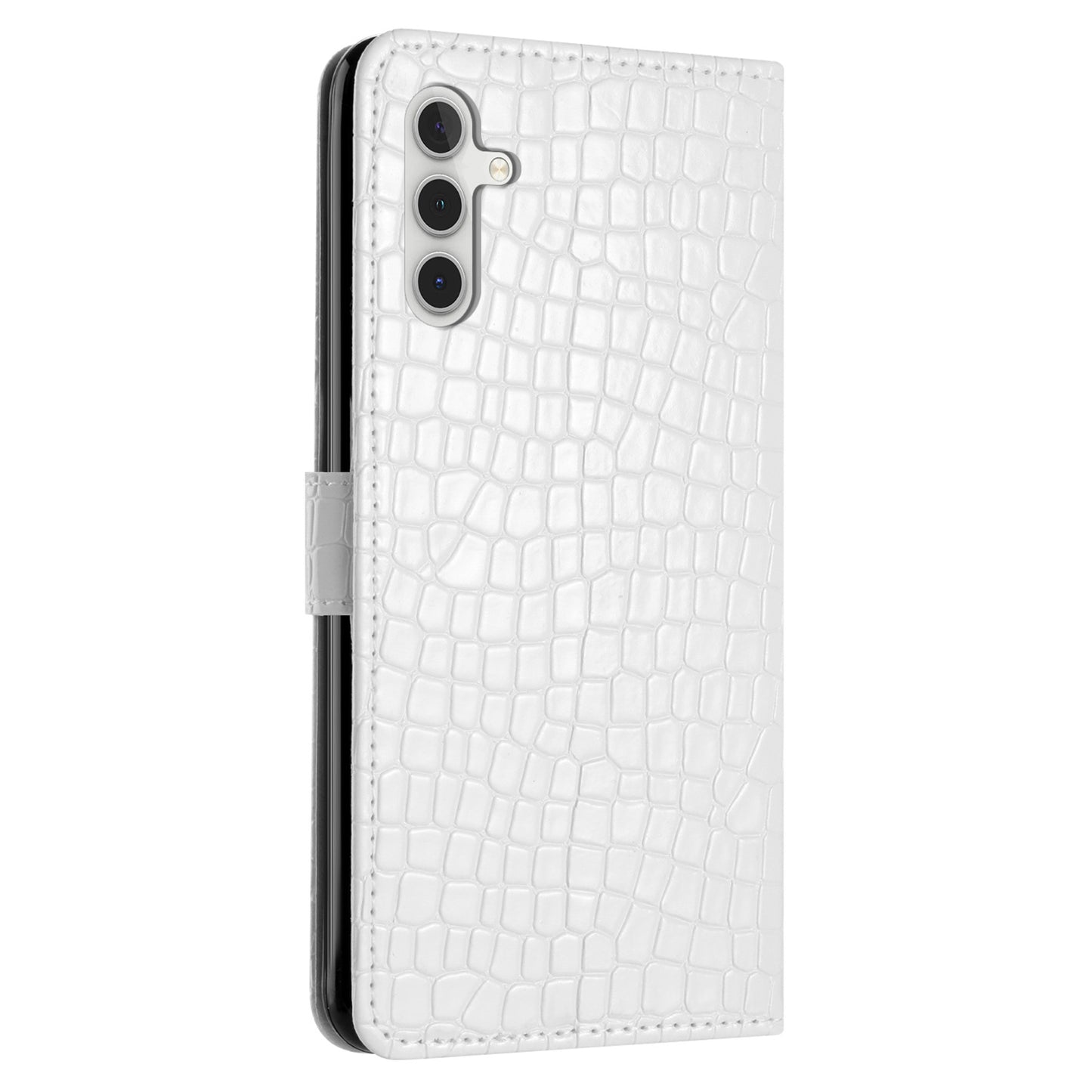 For Samsung Galaxy A16 5G / A16 4G Case Classic Crocodile Pattern PU Leather Phone Cover - White