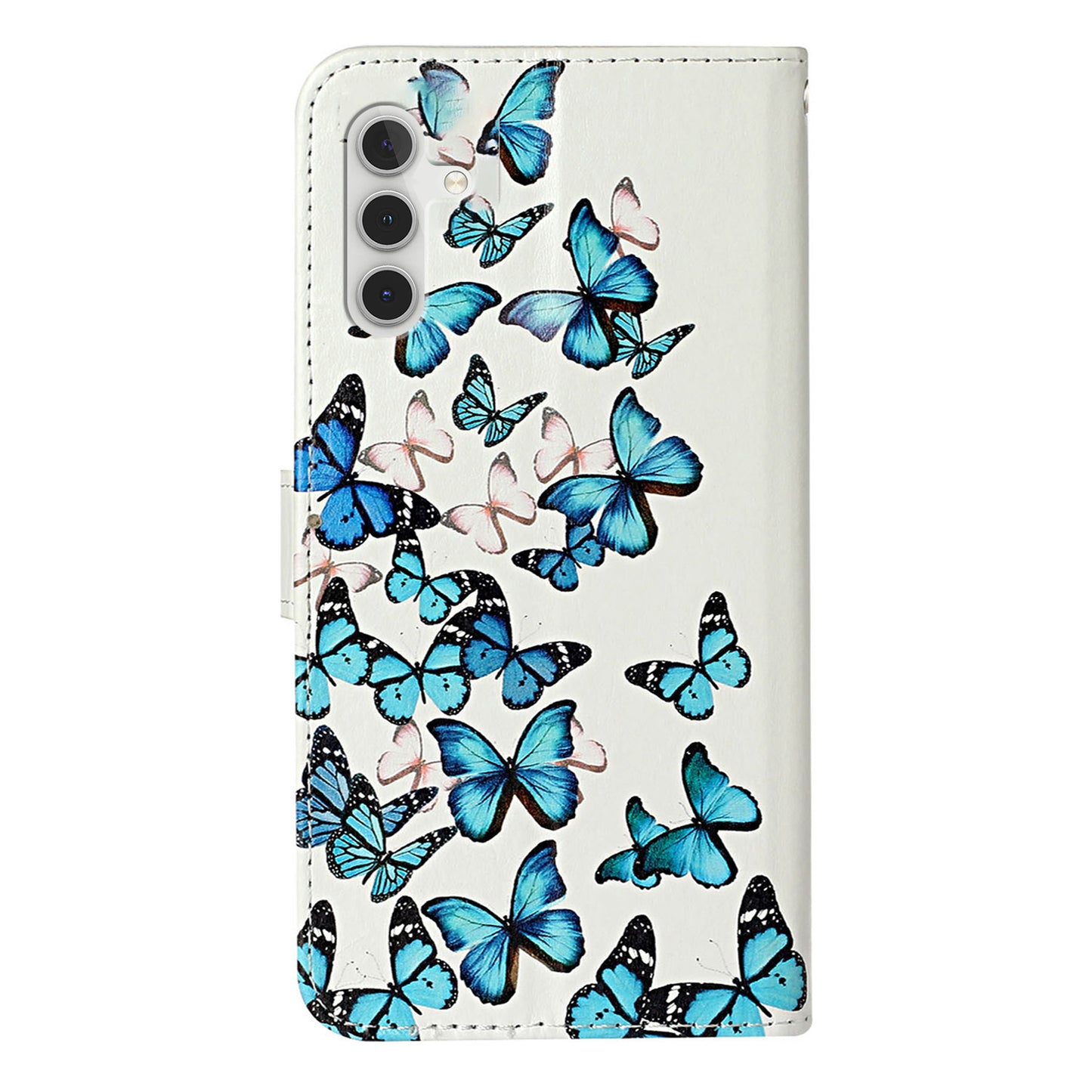For Samsung Galaxy A16 5G / A16 4G Case Pattern PU Leather Flip Phone Cover - Blue Butterfly