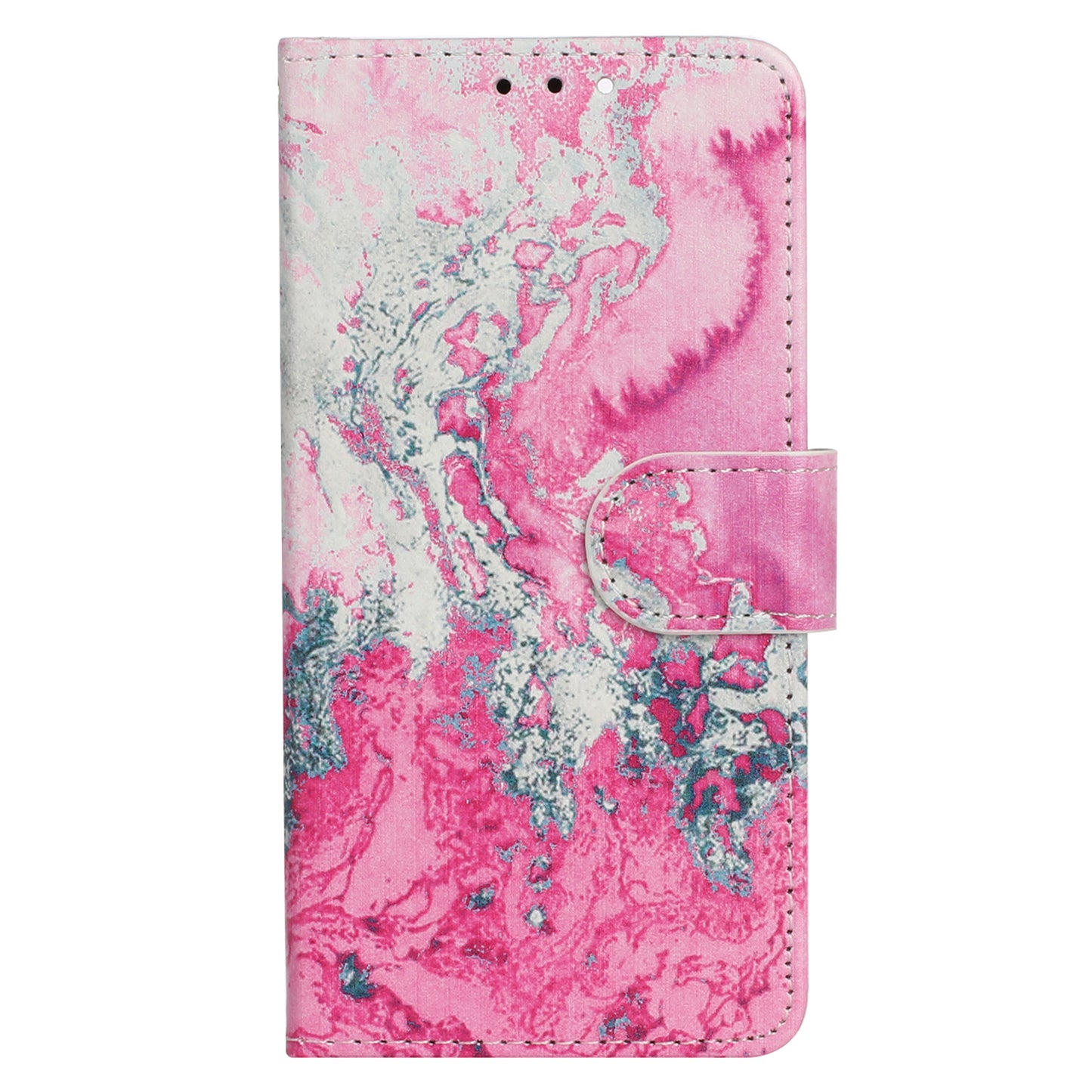 For Samsung Galaxy A16 5G / A16 4G Case Pattern PU Leather Flip Phone Cover - Pink Seawater Marble