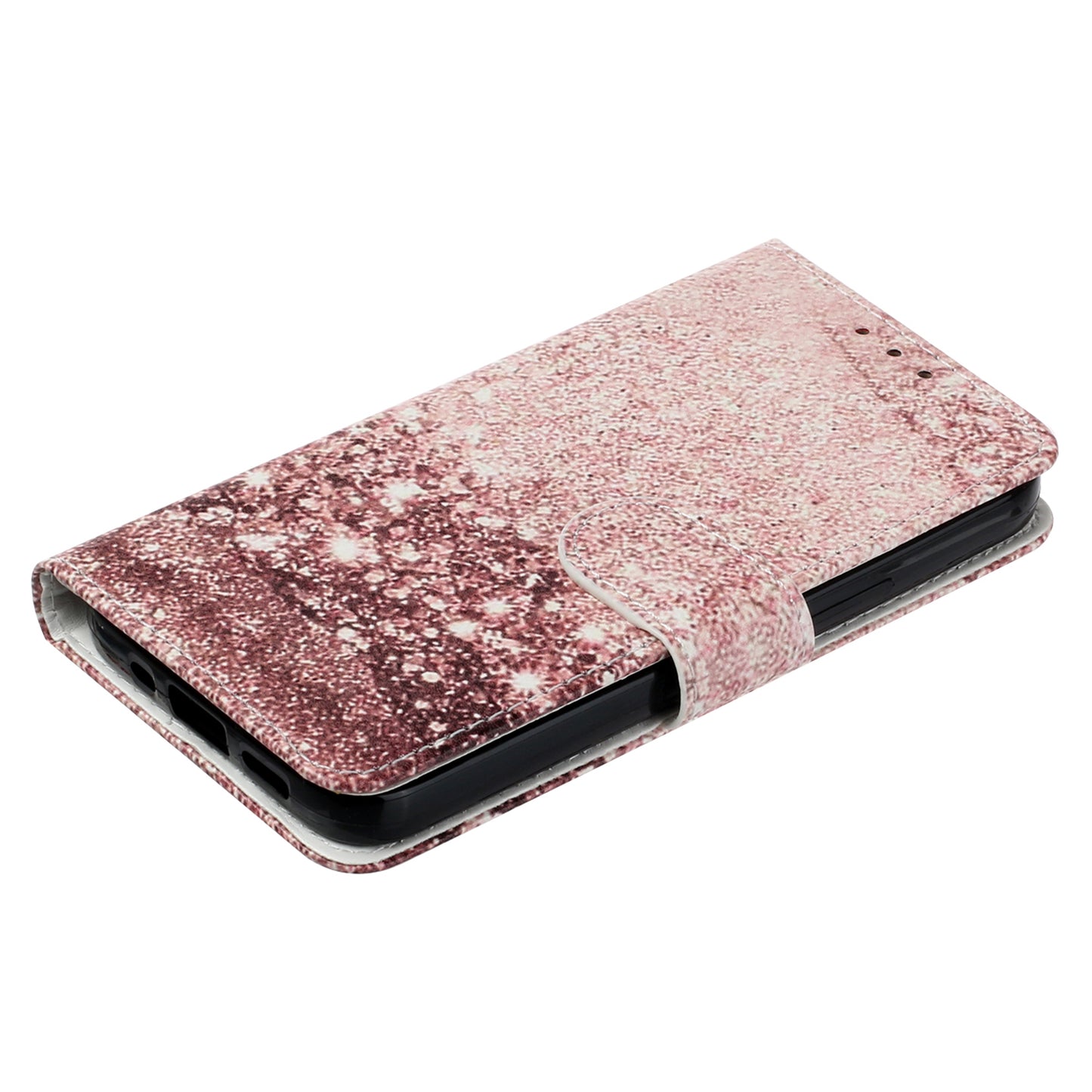 For Samsung Galaxy A16 5G / A16 4G Case Pattern PU Leather Flip Phone Cover - Rose Gold Marble